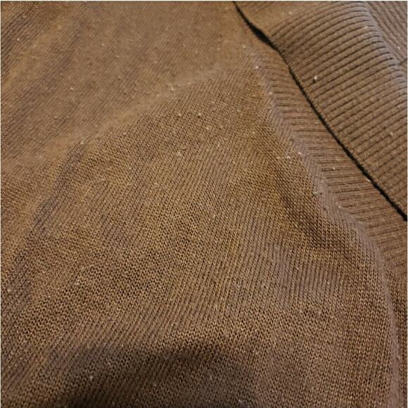 BCX Juniors Large Brown Short Sleeve V-neck Knit Shirt - Picture 2 of 10